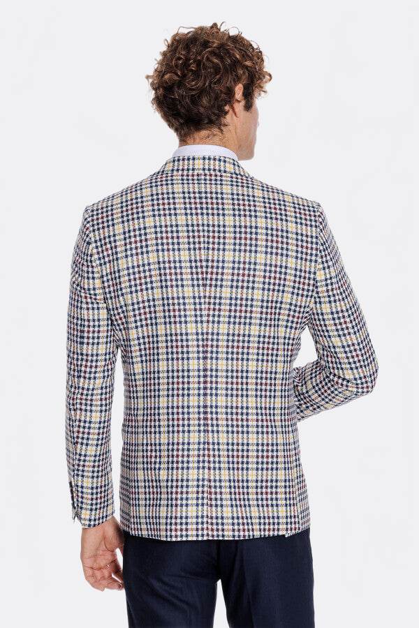 WSS Plaid Navy Blue Men Suit  - Caltagirone