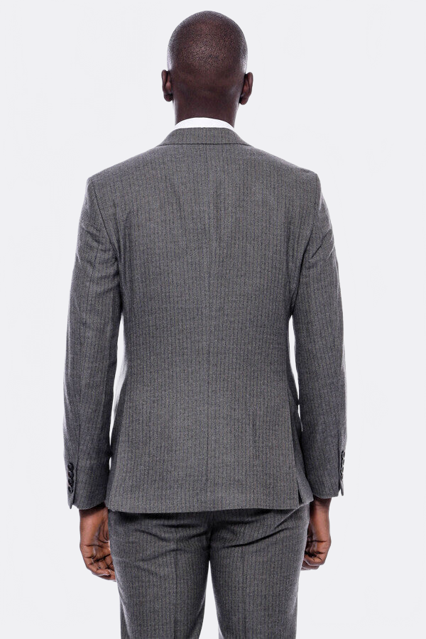 WSS Striped Dark Beige Double Breasted Suit  - Lenexa
