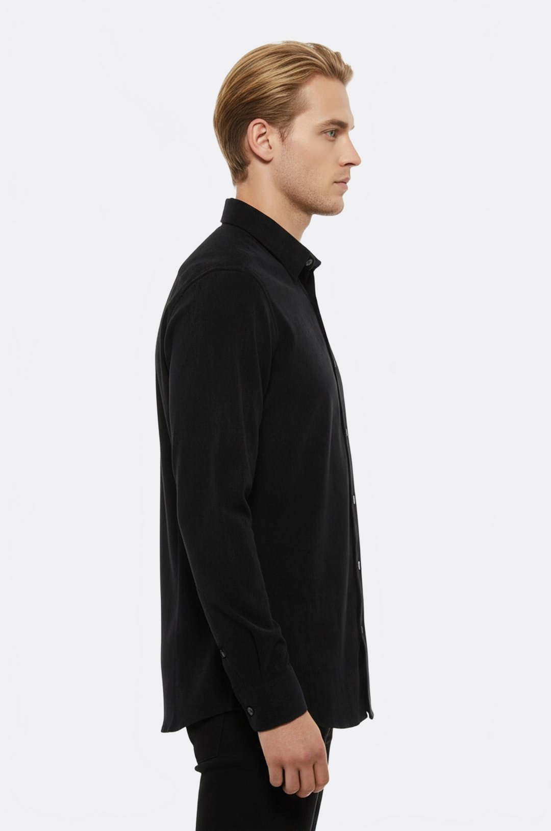 WSS Black Long Sleeves Velvet Men's Shirt  - Amarante