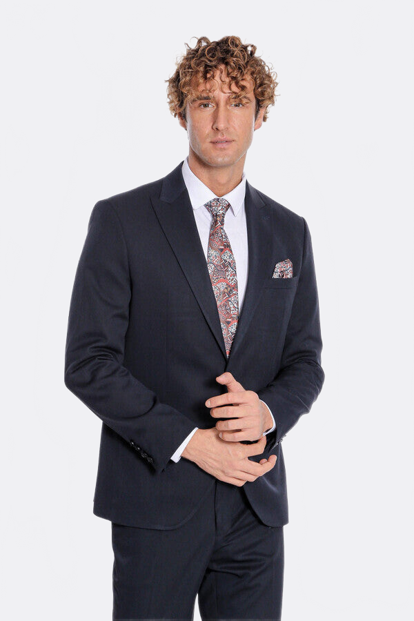 WSS Plain 2 Piece Slim Fit Dark Blue Men Suit  - Benidorm