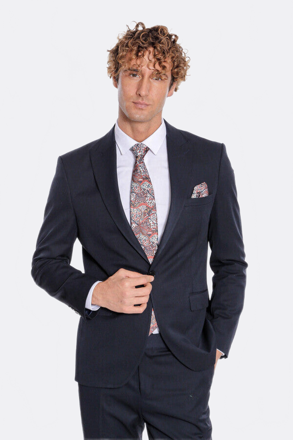 WSS Plain 2 Piece Slim Fit Dark Blue Men Suit  - Benidorm