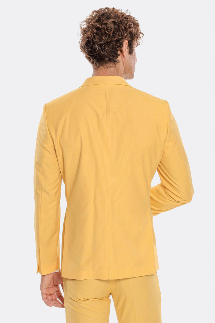 WSS 2 Piece Patterned Slim Fit Yellow Men Suit  - Talavera de la Reina