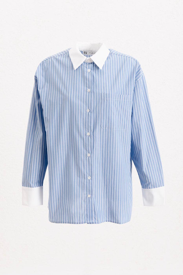 BSL Women Oversize Striped Shirt - Campeche
