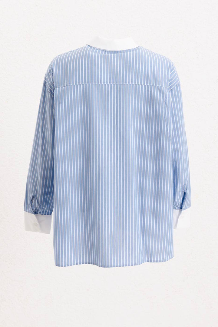 BSL Women Oversize Striped Shirt - Campeche
