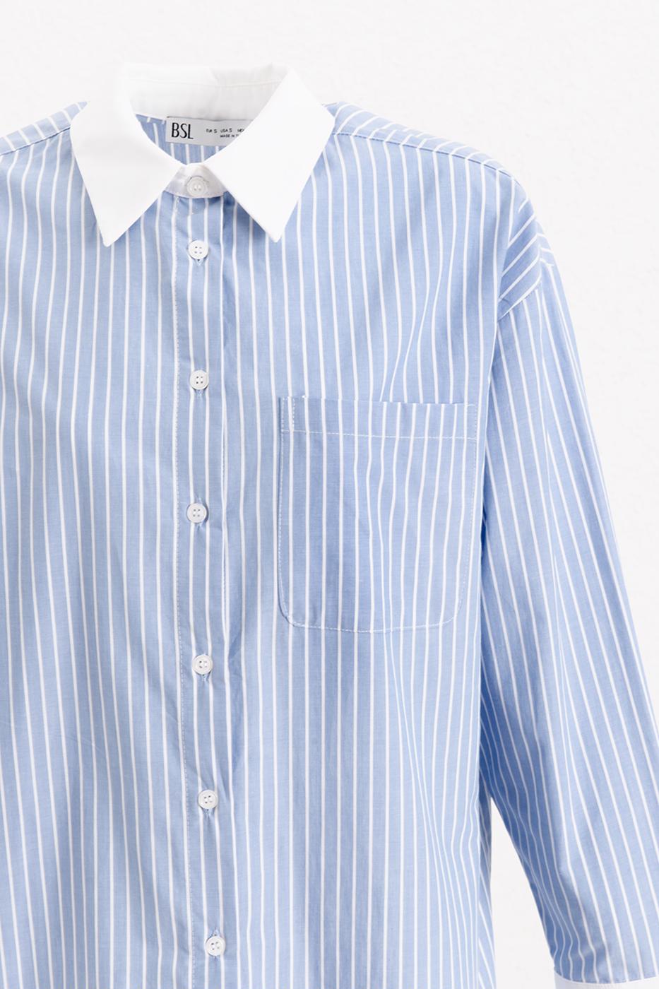 BSL Women Oversize Striped Shirt - Campeche