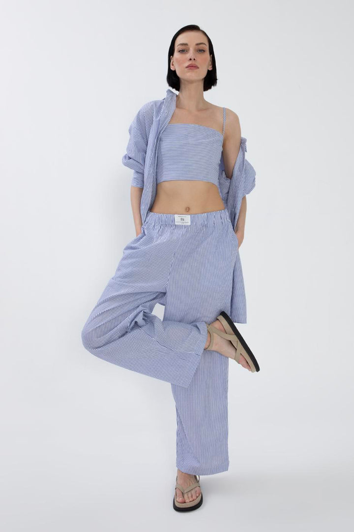 BSL Women Oversize Striped Poplin Shirt - Culver City