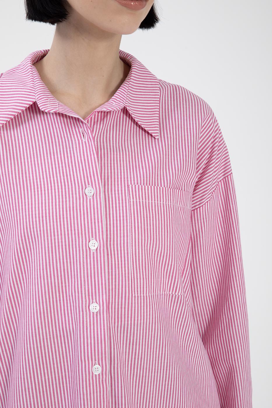 BSL Women Oversize Striped Poplin Shirt - San Buenaventura