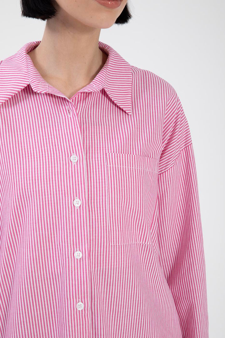 BSL Women Oversize Striped Poplin Shirt - San Buenaventura