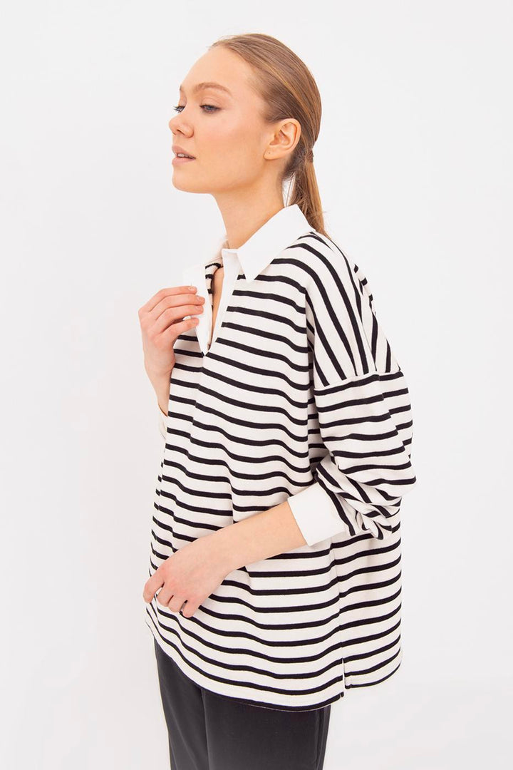 BSL Women Oversize Striped Sweatshirt - Uster