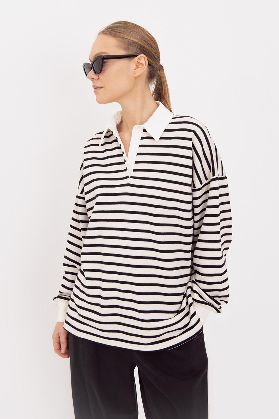 BSL Women Oversize Striped Sweatshirt - Uster