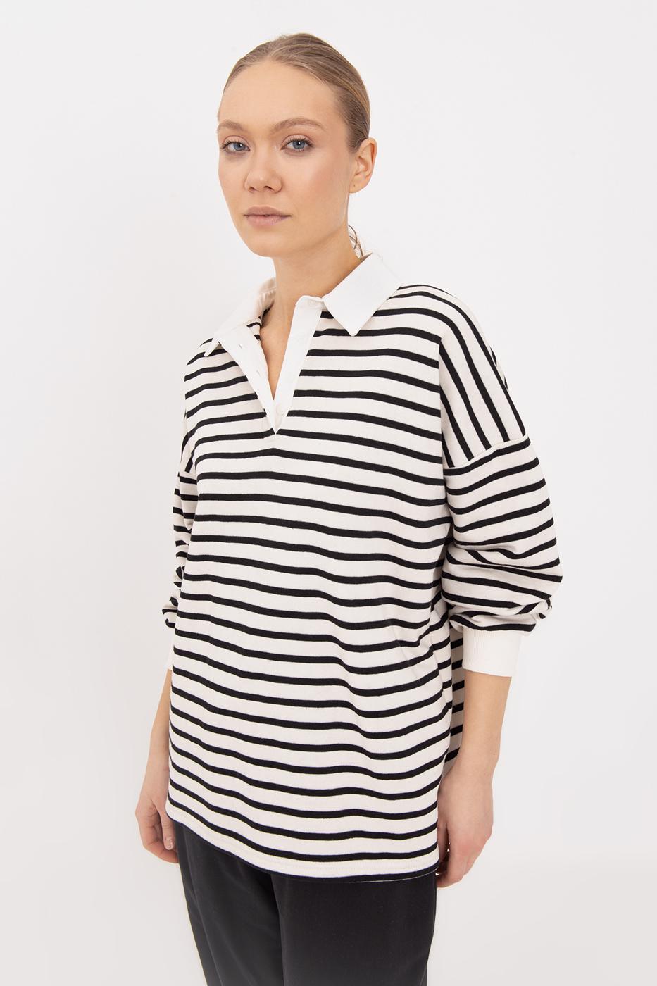 BSL Women Oversize Striped Sweatshirt - Uster