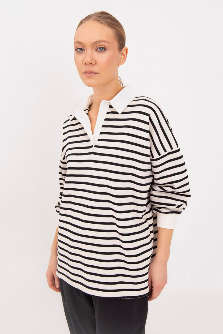 BSL Women Oversize Striped Sweatshirt - Uster