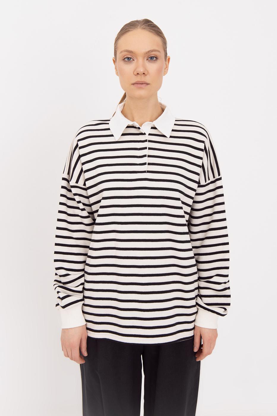 BSL Women Oversize Striped Sweatshirt - Uster