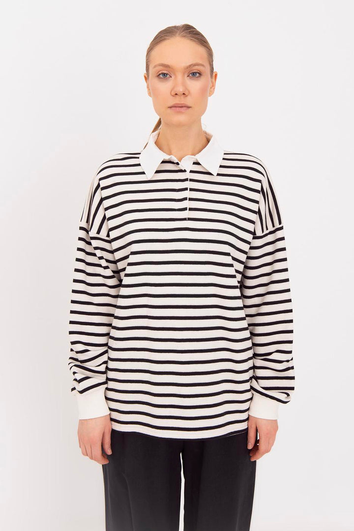 BSL Women Oversize Striped Sweatshirt - Uster