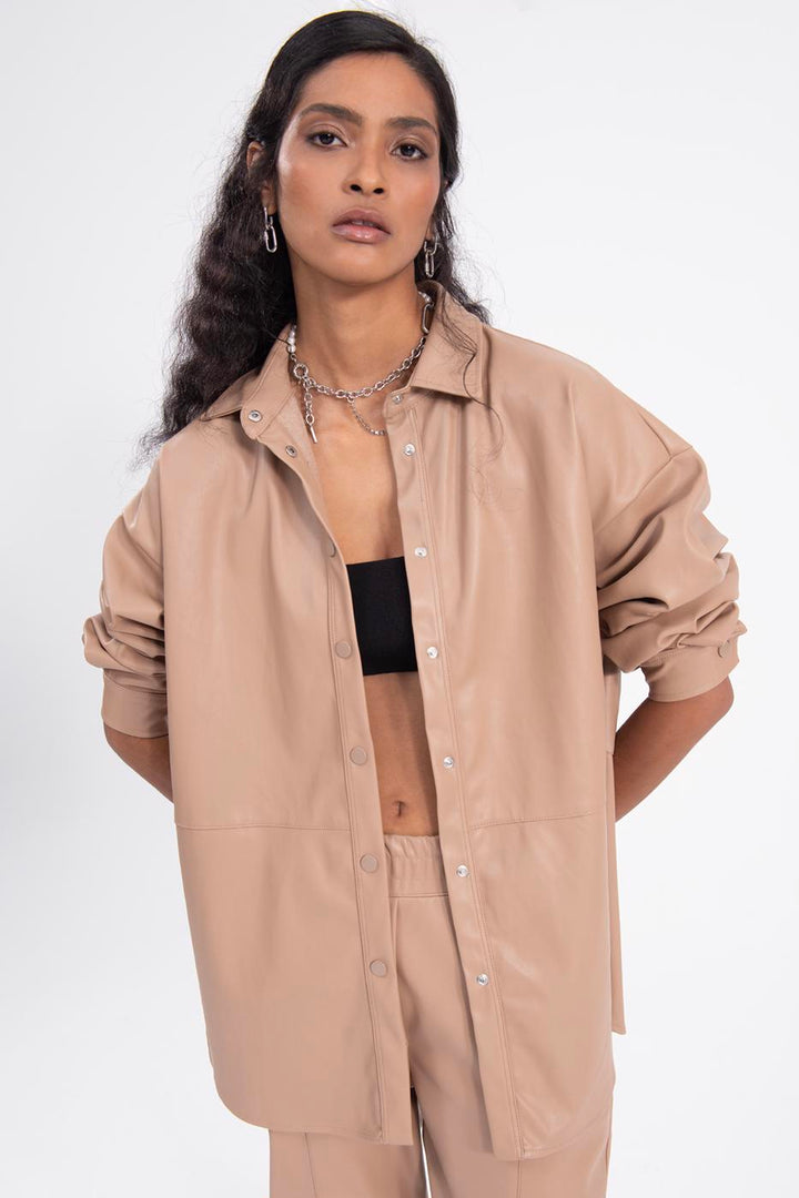 BSL Women Oversize faux leather shirt - Marburg