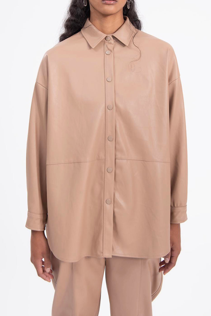 BSL Women Oversize faux leather shirt - Marburg