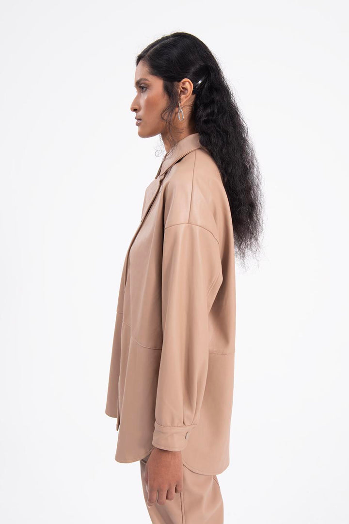 BSL Women Oversize faux leather shirt - Marburg