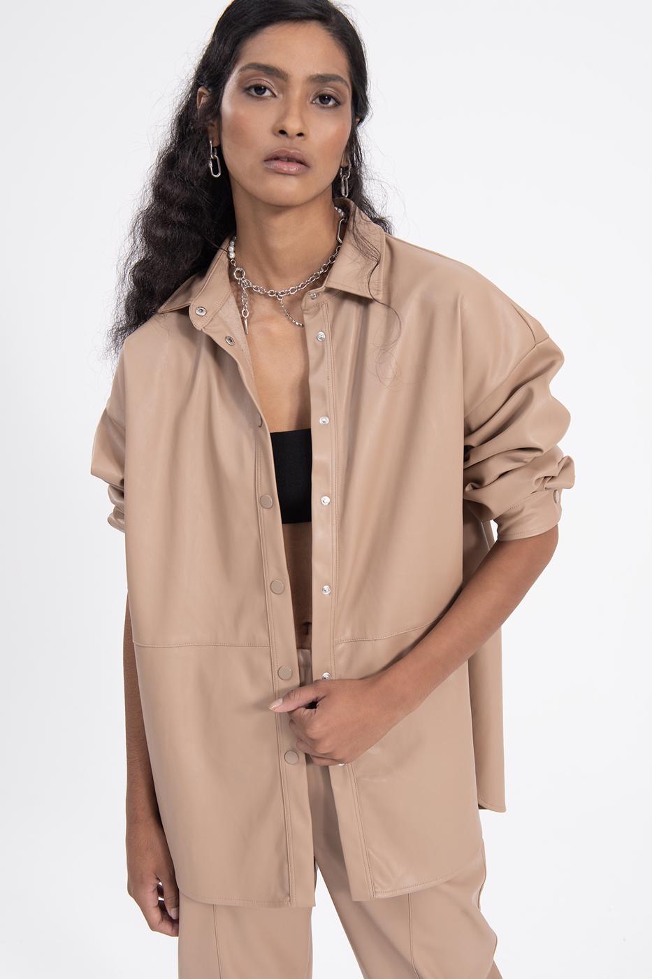 BSL Women Oversize faux leather shirt - Marburg