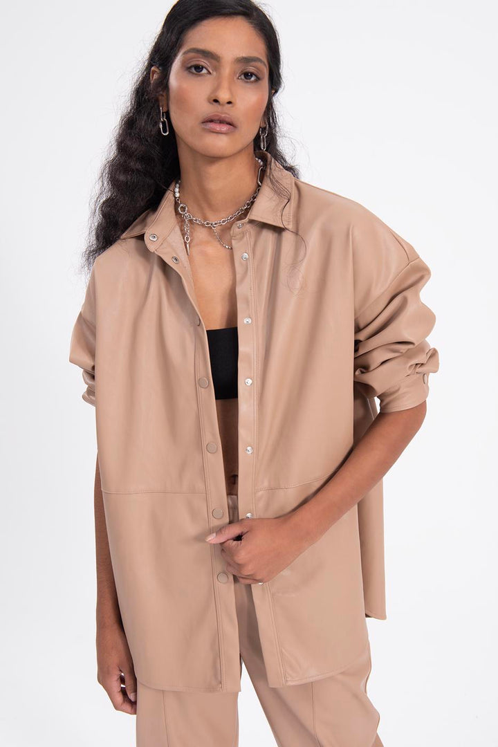 BSL Women Oversize faux leather shirt - Marburg