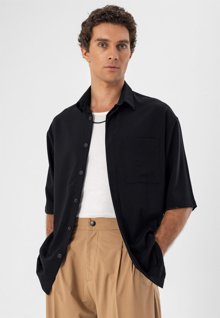 ANT Oversize Hidden Button Short Sleeve Men's Shirt - Sunderland