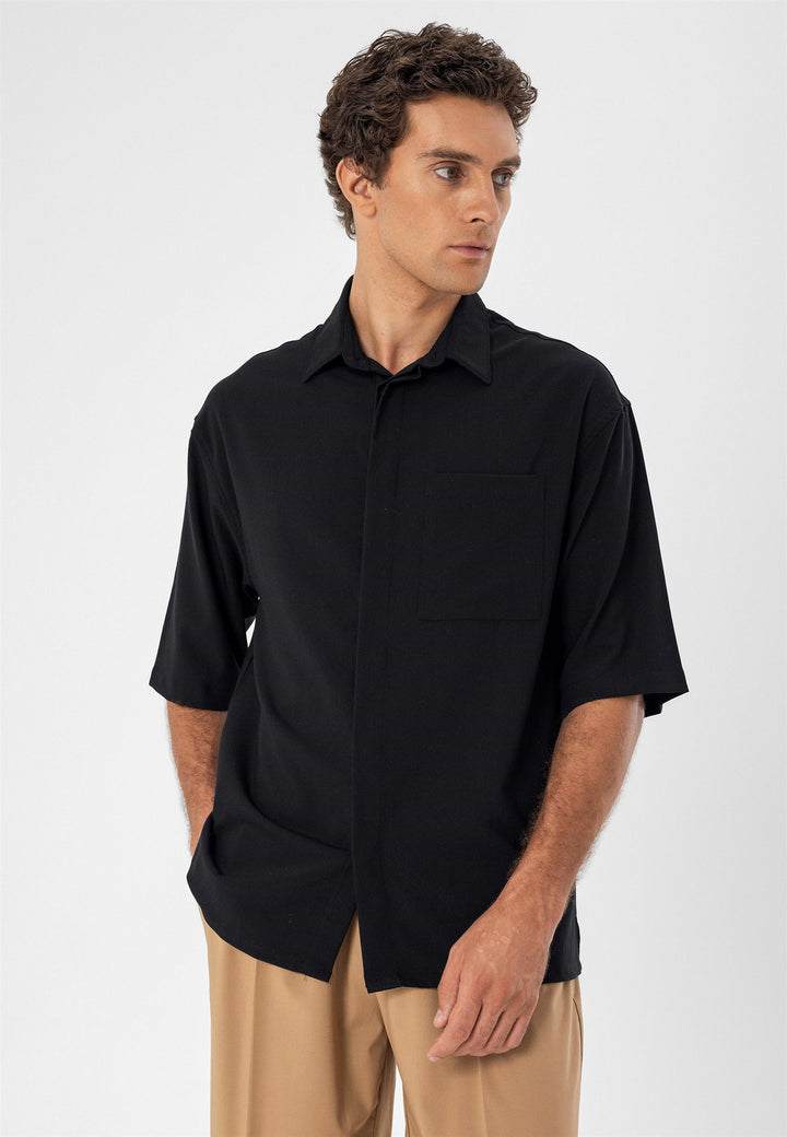 ANT Oversize Hidden Button Short Sleeve Men's Shirt - Sunderland