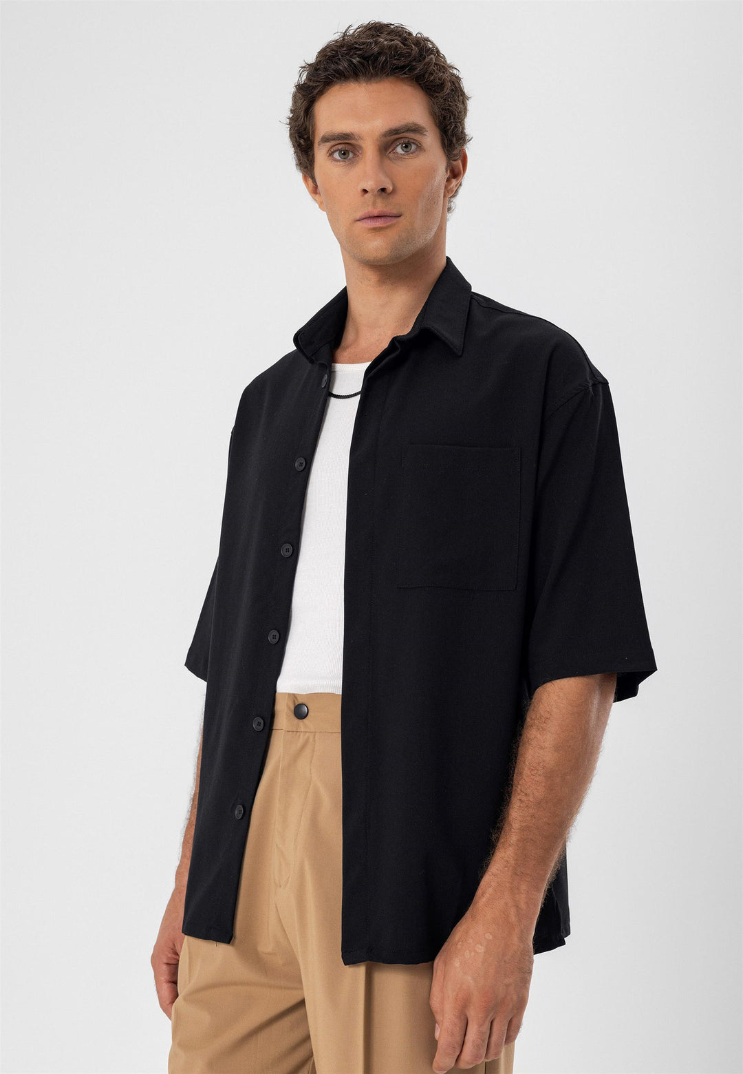 ANT Oversize Hidden Button Short Sleeve Men's Shirt - Sunderland