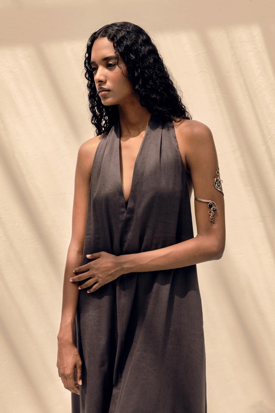 BSL Women Oversize Linen Blend Midi Dress - Graham
