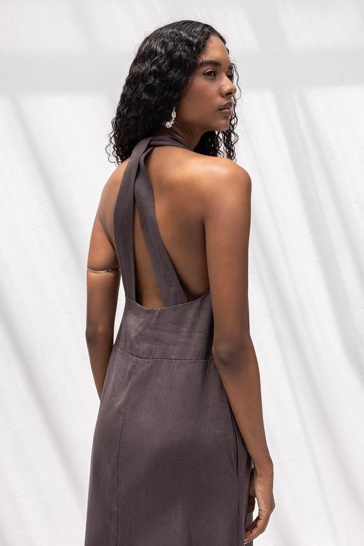 BSL Women Oversize Linen Blend Midi Dress - Graham
