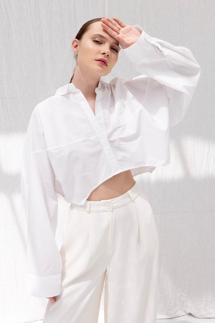 BSL Women Oversize Poplin Crop Shirt - Lawrence