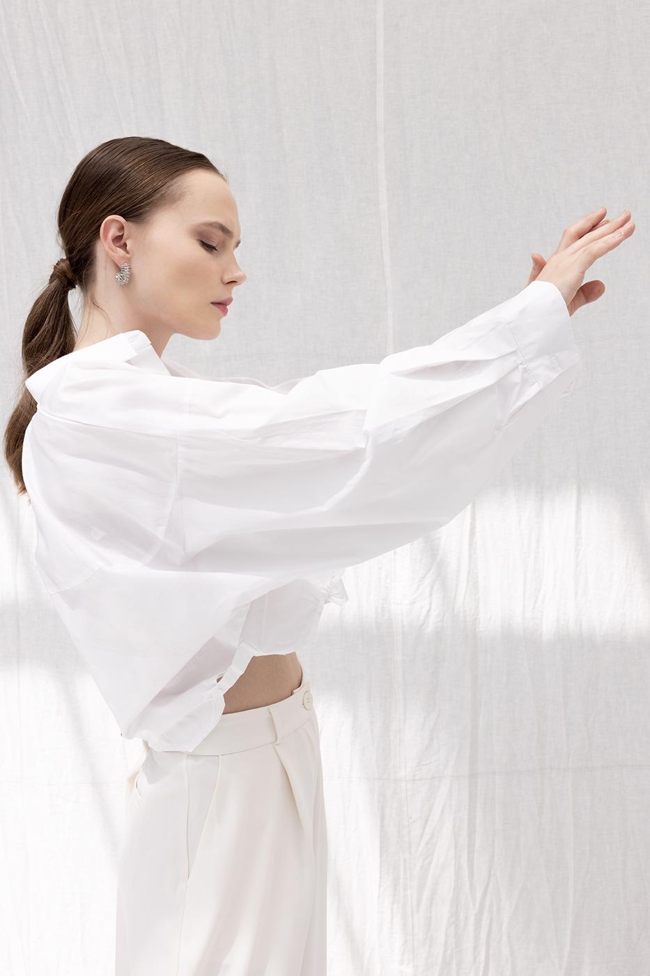 BSL Women Oversize Poplin Crop Shirt - Lawrence