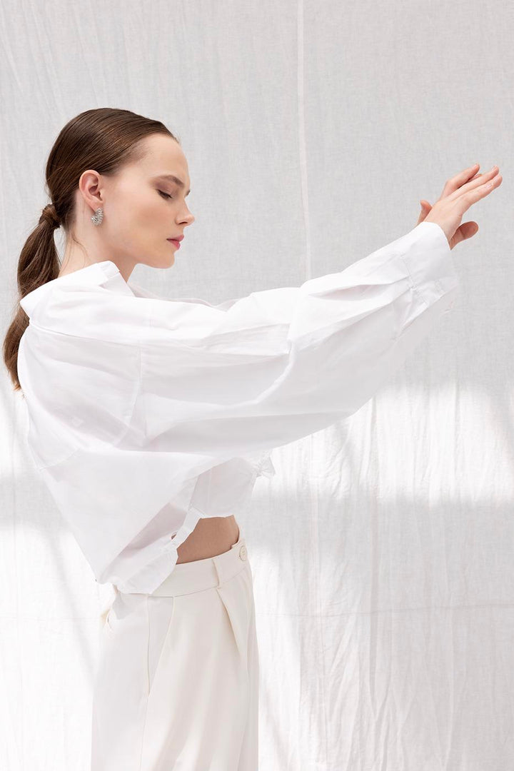 BSL Women Oversize Poplin Crop Shirt - Lawrence