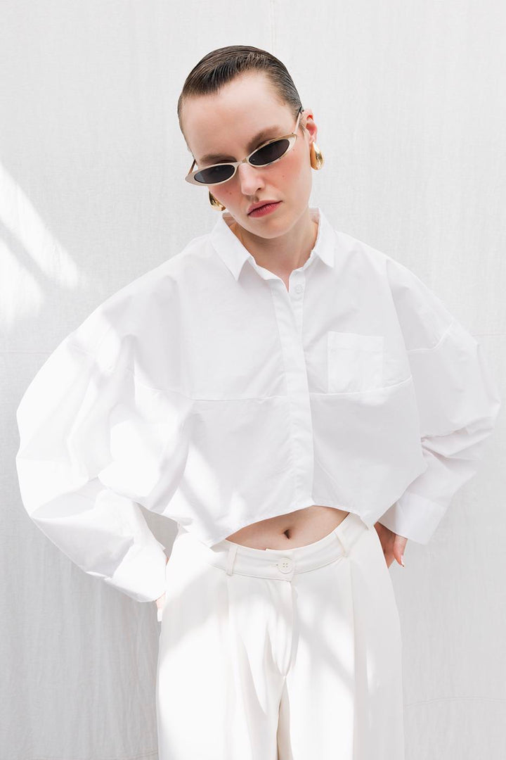 BSL Women Oversize Poplin Crop Shirt - Lawrence