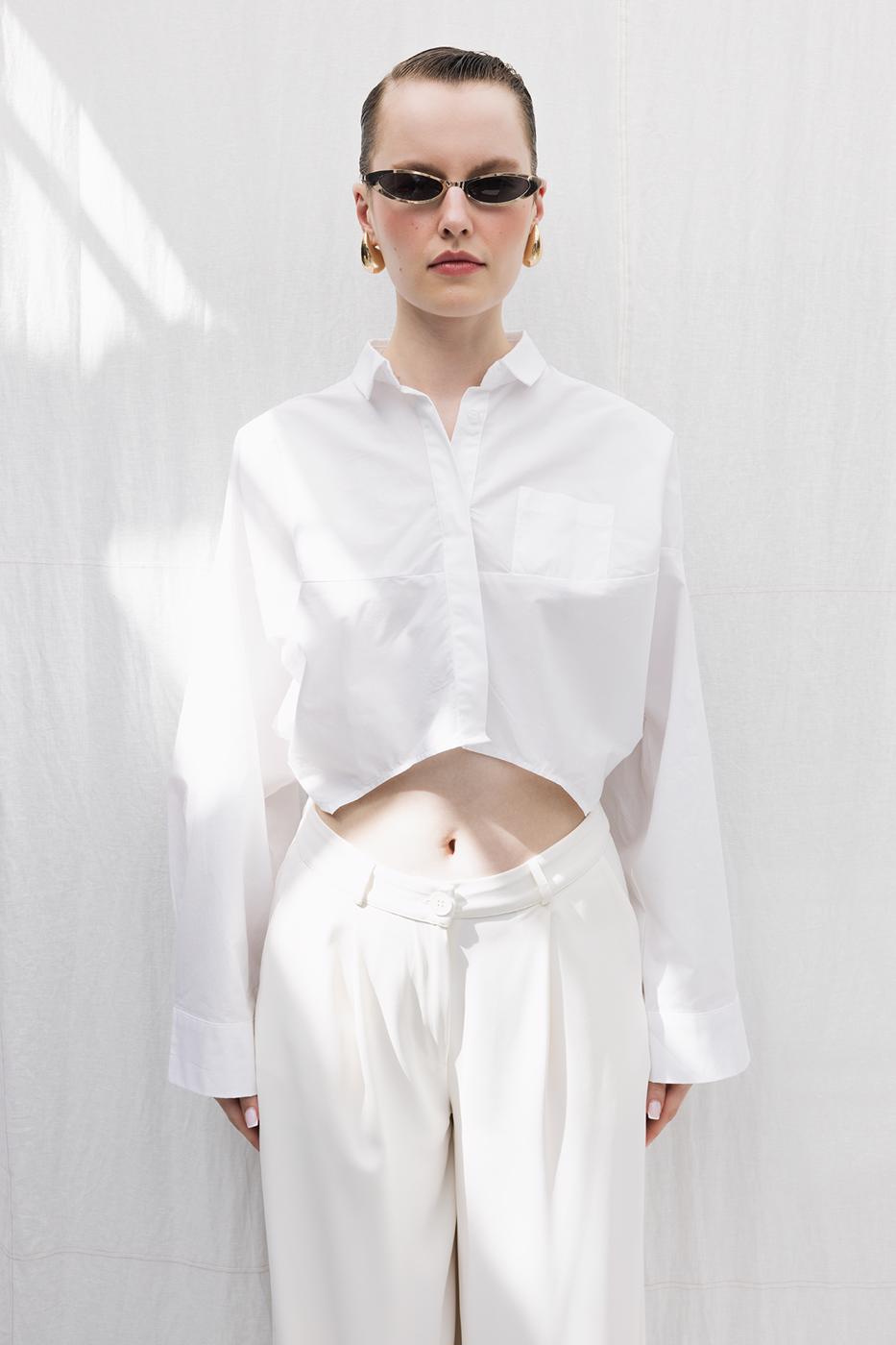 BSL Women Oversize Poplin Crop Shirt - Lawrence