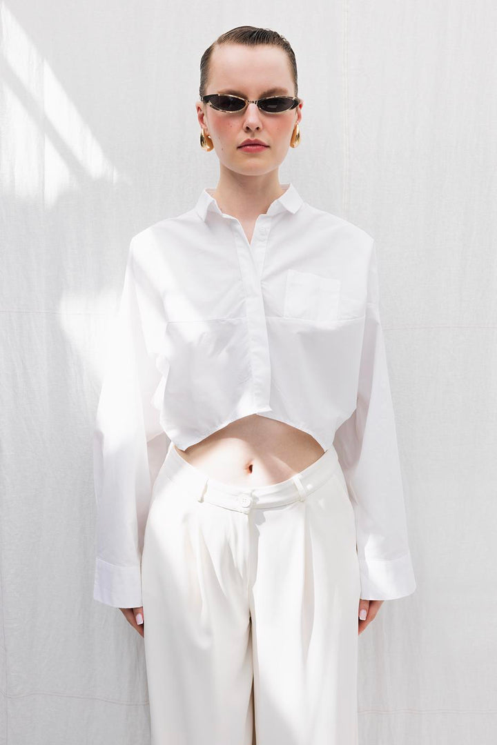 BSL Women Oversize Poplin Crop Shirt - Lawrence