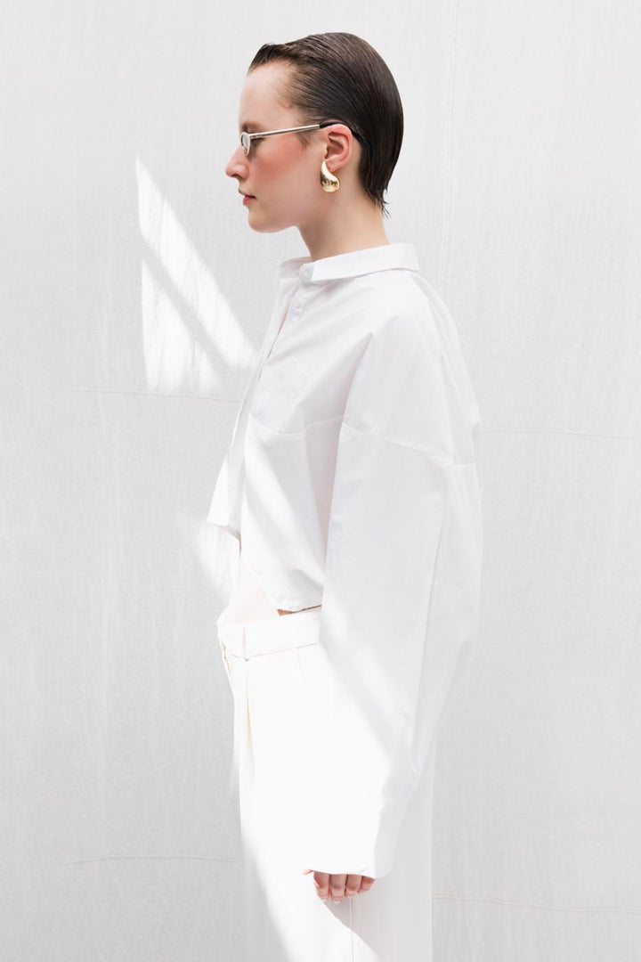 BSL Women Oversize Poplin Crop Shirt - Lawrence