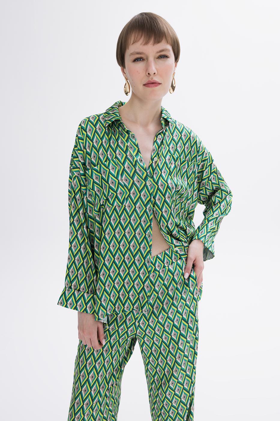 BSL Women Oversize Satin Shirt - Hunedoara