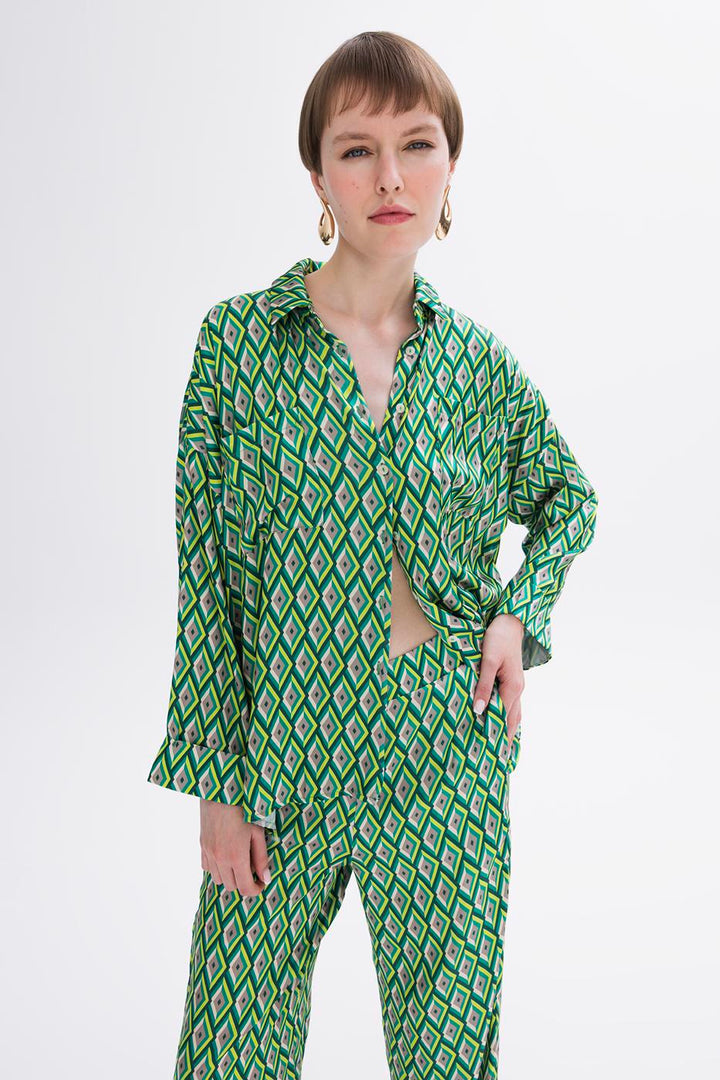 BSL Women Oversize Satin Shirt - Hunedoara