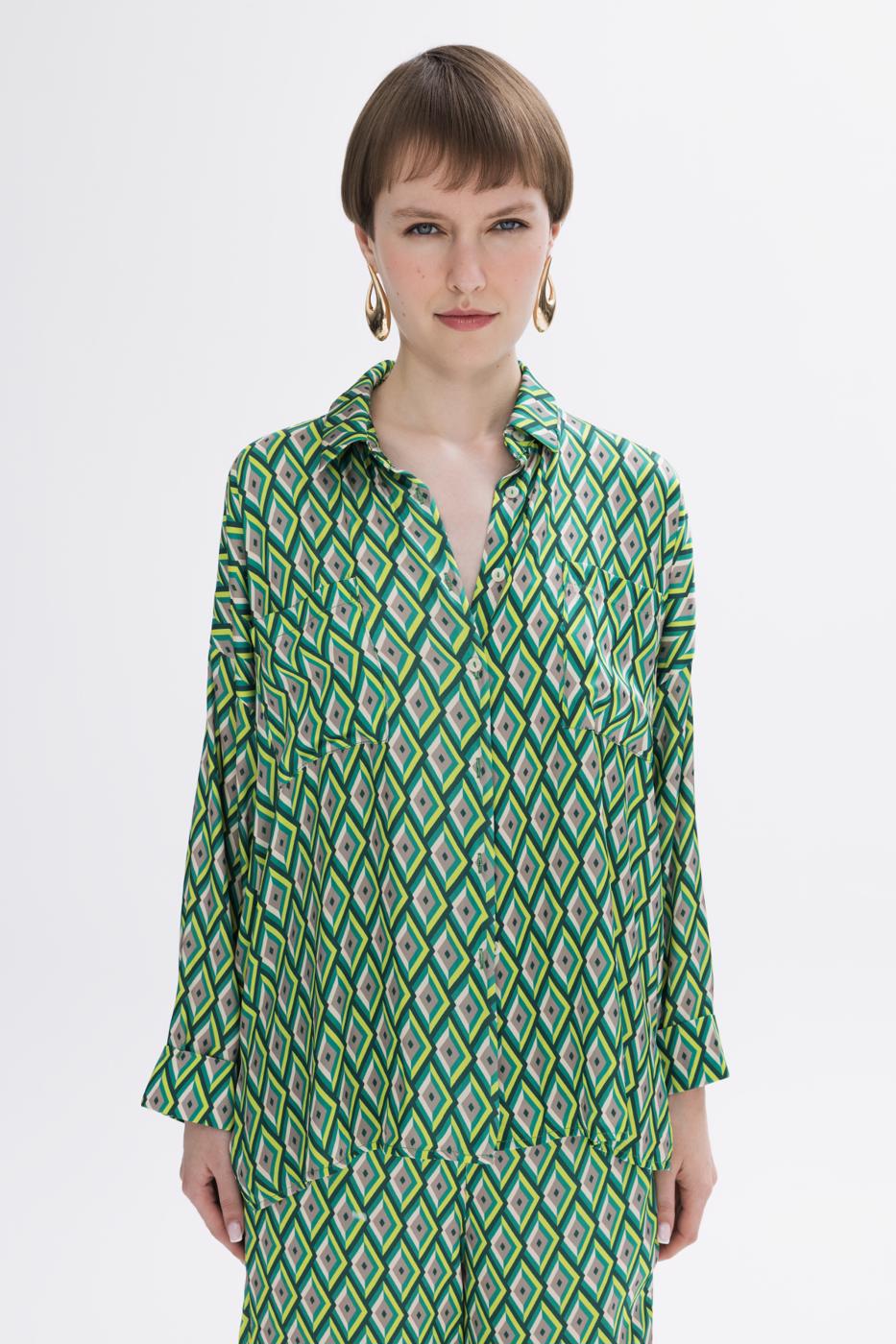 BSL Women Oversize Satin Shirt - Hunedoara