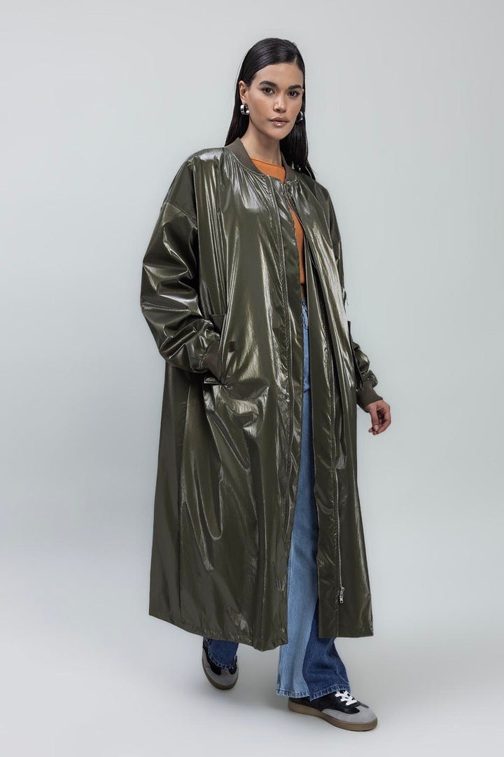 BSL Women Oversized Patent Leather Trenchcoat - Hoffman Estates
