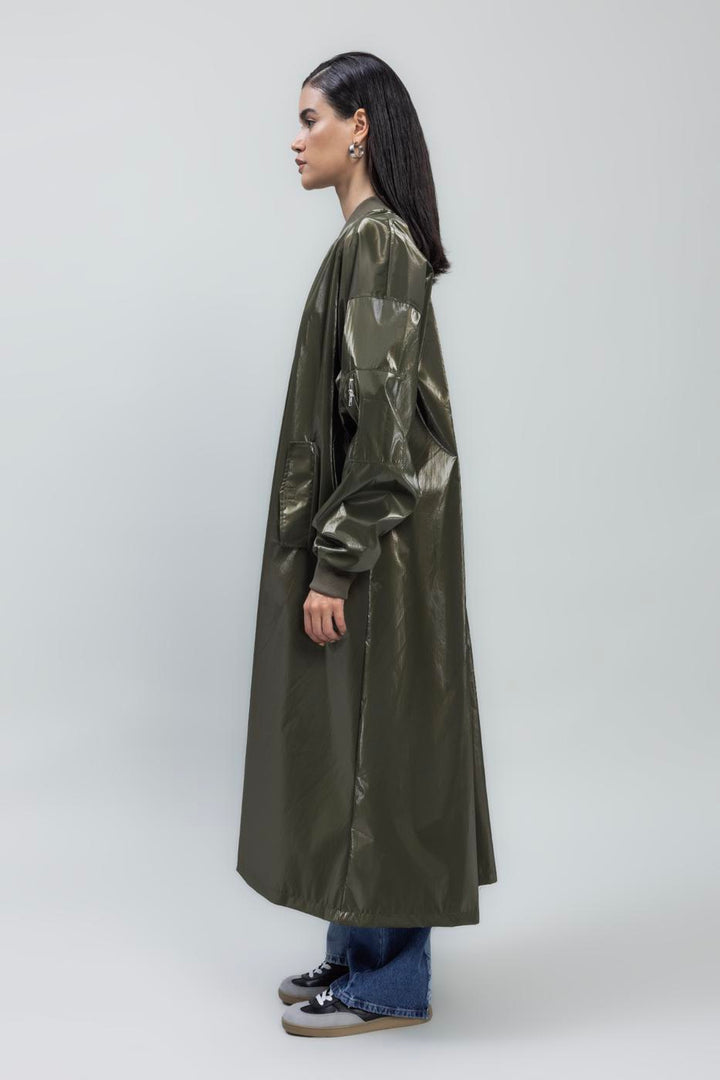 BSL Women Oversized Patent Leather Trenchcoat - Hoffman Estates