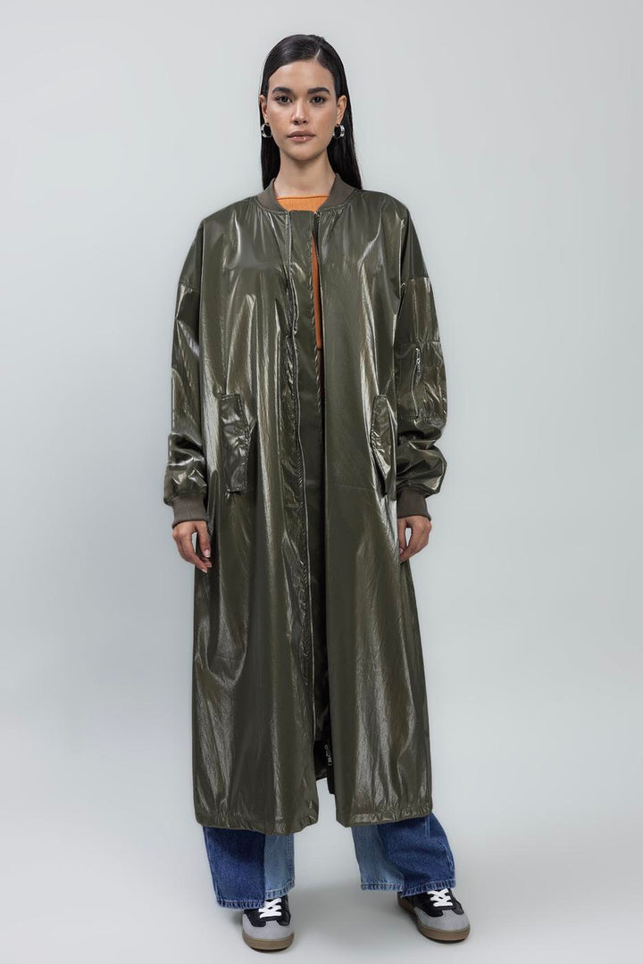 BSL Women Oversized Patent Leather Trenchcoat - Hoffman Estates