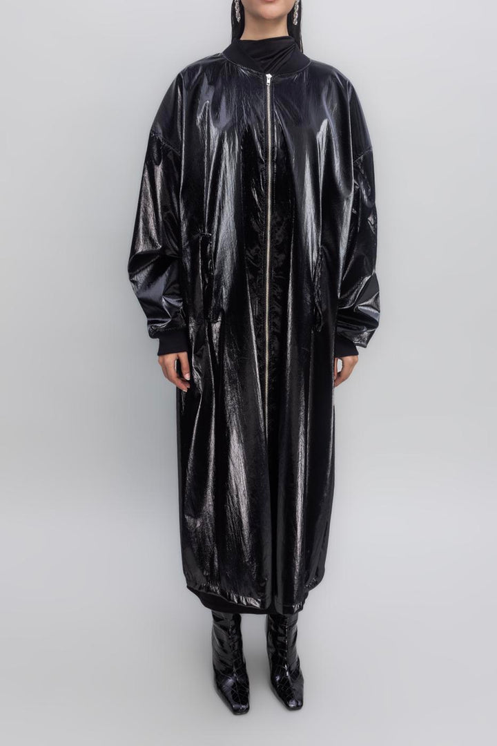BSL Women Oversized Patent Leather Trenchcoat - Brixton