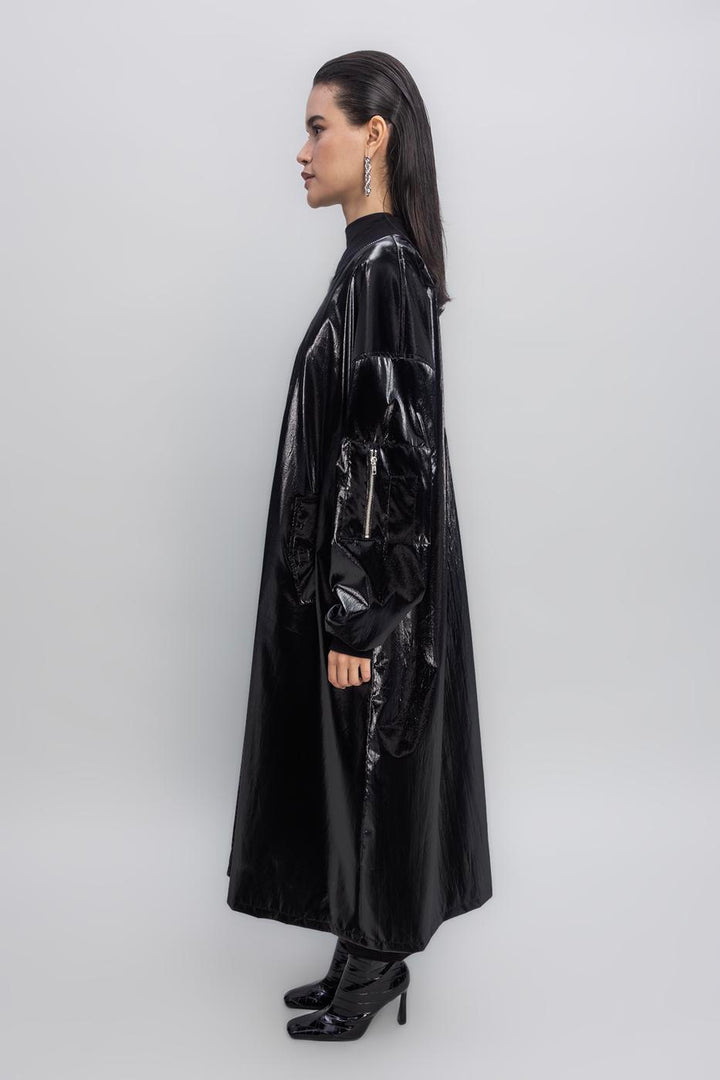 BSL Women Oversized Patent Leather Trenchcoat - Brixton