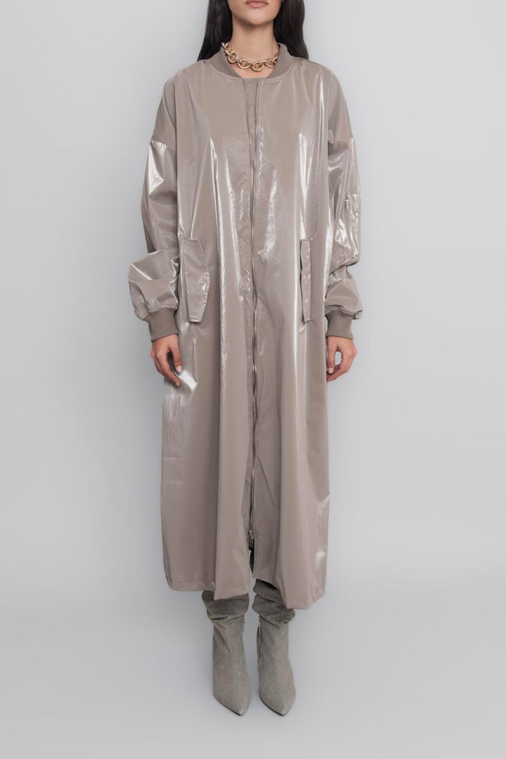 BSL Women Oversized Patent Leather Trenchcoat - Rancho Cordova