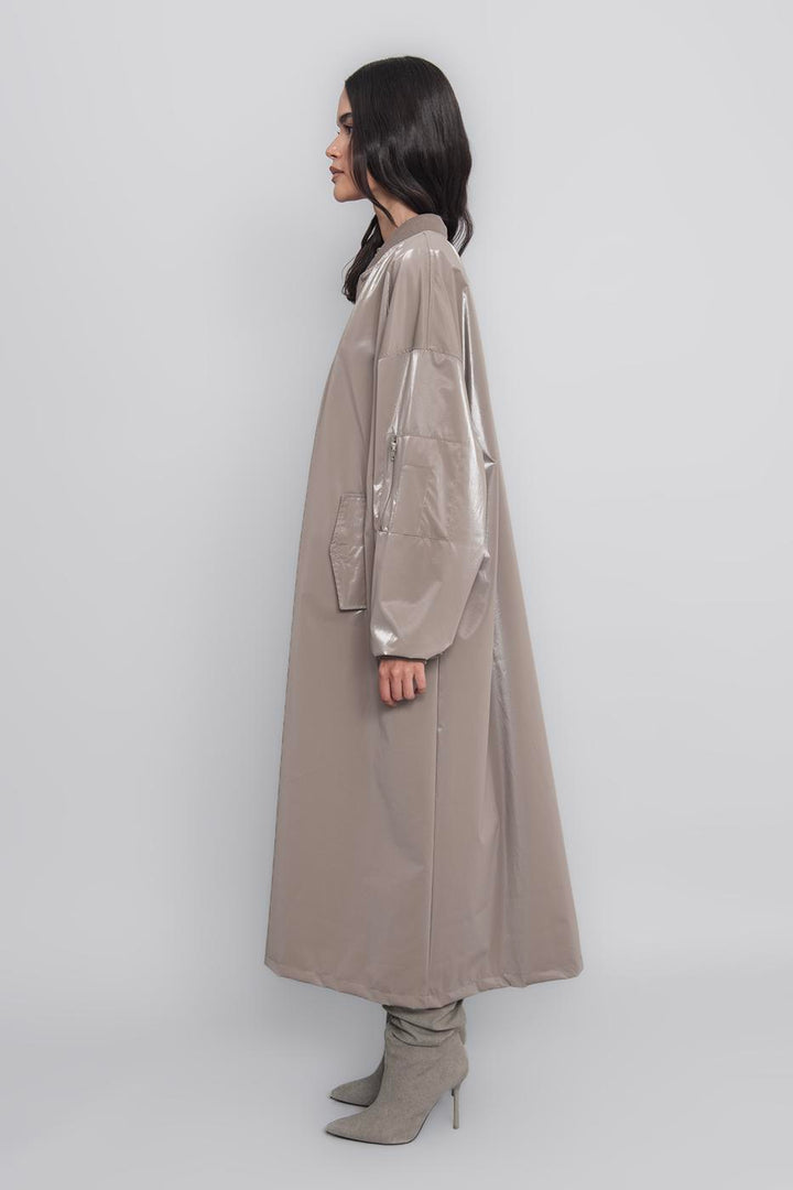 BSL Women Oversized Patent Leather Trenchcoat - Rancho Cordova