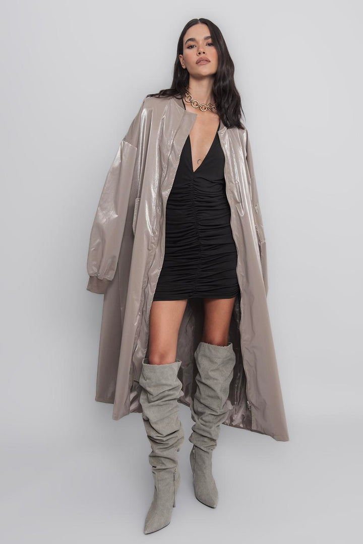 BSL Women Oversized Patent Leather Trenchcoat - Rancho Cordova