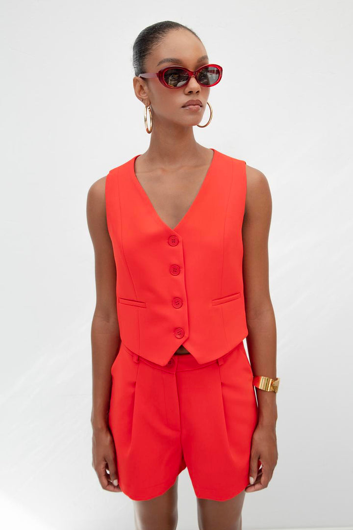 BSL Women Custom Made Short Vest - Red Deer