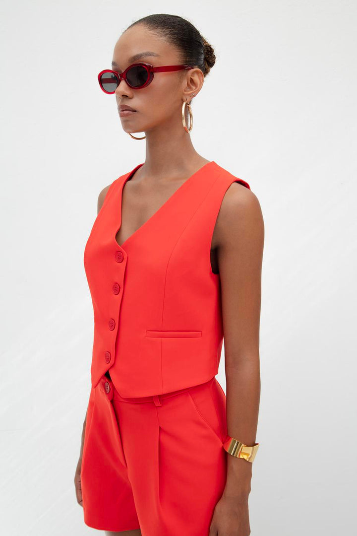 BSL Women Custom Made Short Vest - Red Deer