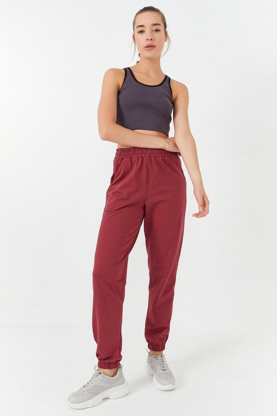TMY Open Purple Basic Sleeveless Slim Fit U Neck Women's Crop Top Tank Top - 97162 - Kerch