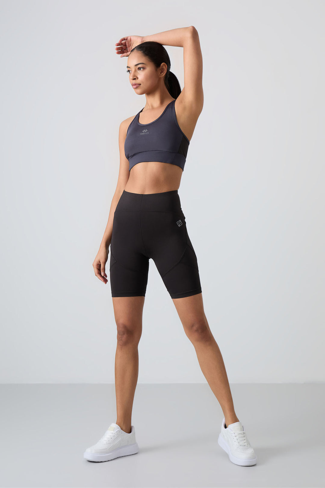 TMY Anthracite Cross Back Detail Slim Fit U Neck Padded Women's Sports Bustier - 97121 - Sloviansk